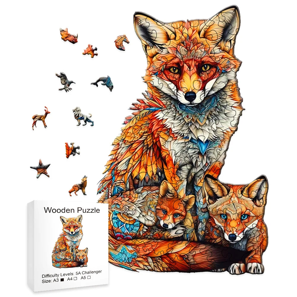 CowLost | product_id-warm-fox-family-wooden-3d-puzzle-creative-gift-for-boys-girls-adults |1
