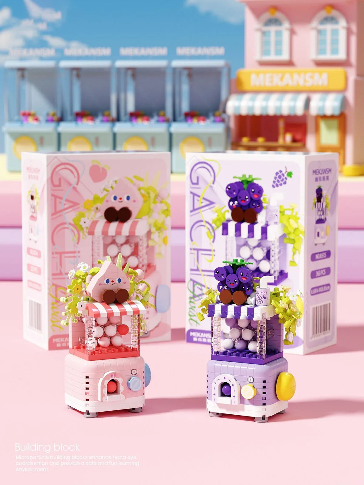 CowLost | product_id-6pcs-banana-peach-fruit-shop-gacha-house-building-blocks-kit-toy-gift |6