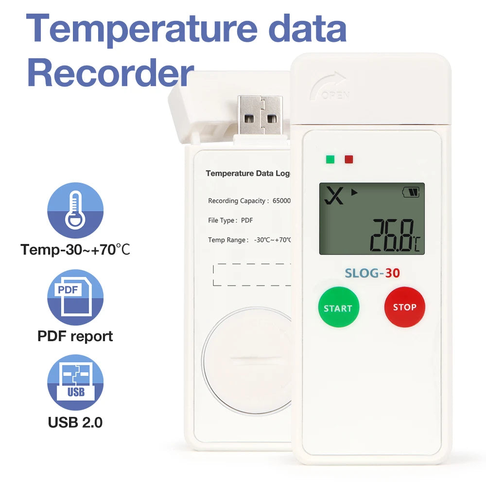 Reusable USB Temperature Data Logger 65000 Sets PDF Report for Food Medicine Vaccine Cold-Chain