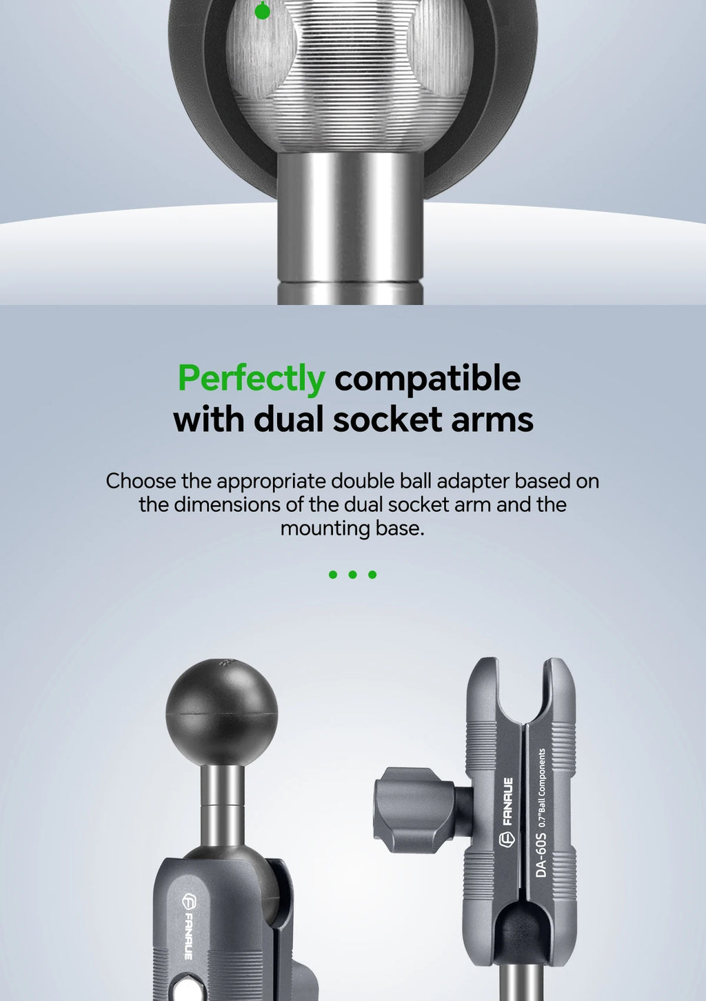 CowLost | product_id-fanaue-double-ball-mount-adapter-1-to-25mm-20mm-17mm-composite-extension-for-ram-mounts-double-socket-arm |9