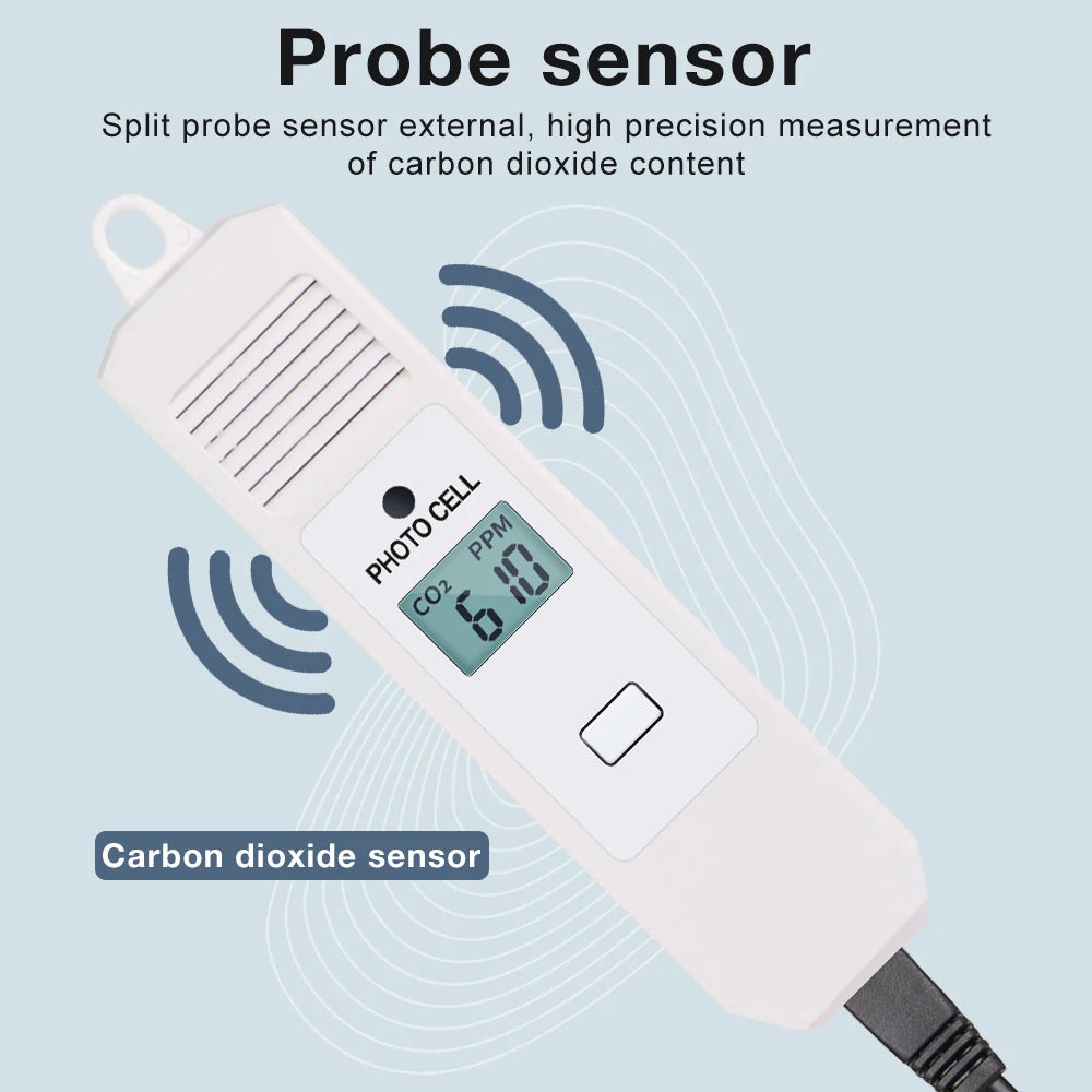 JUANJUAN CO2 Controller with LCD Display 0-5000ppm Carbon Dioxide Regulator for Greenhouse Air Quality Monitoring