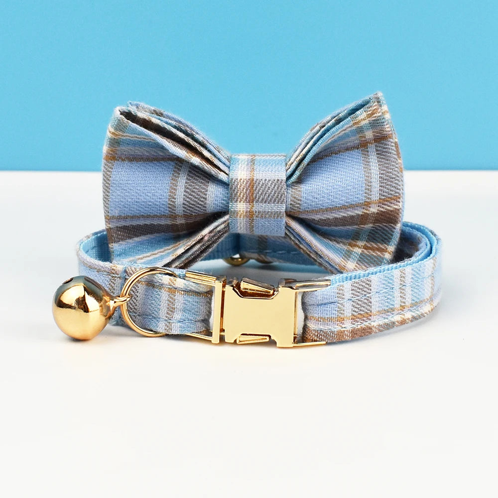 CowLost | cat-furniture-adjustable-plaid-cat-collar-with-bowknot-and-bell |10
