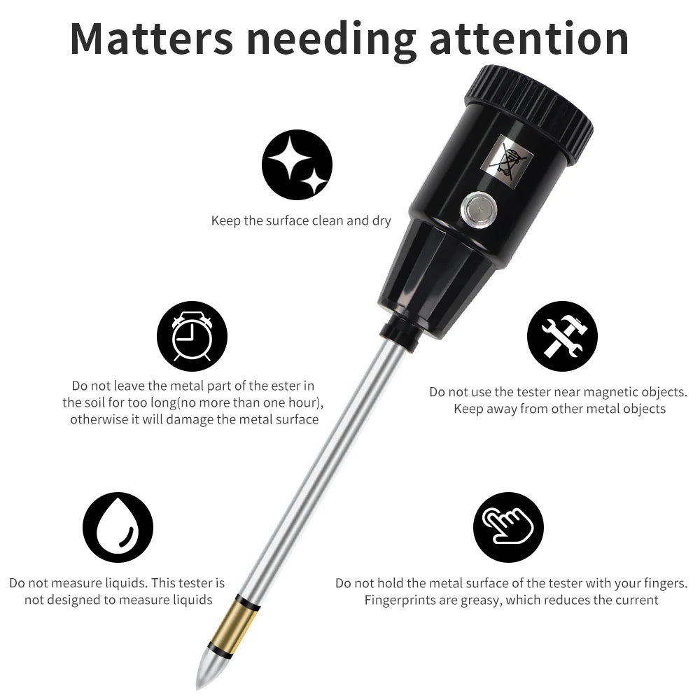 Handheld Digital Soil PH & Moisture Tester Waterproof Meter for Garden Plants