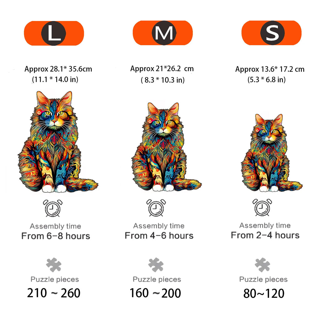 CowLost | unique-cat-pattern-wooden-puzzle-irregular-animal-shapes-leisure-toys-the-gift-for-halloween-christmas-birthday |2