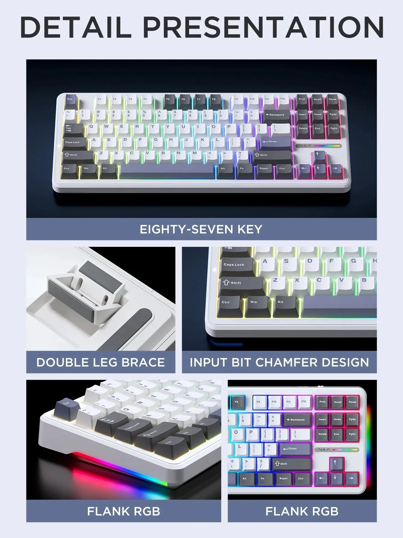 CowLost | aula-f87-pro-mechanical-keyboard-wired-2-4g-wireless-bluetooth-tri-mode-87key-8000mah |18