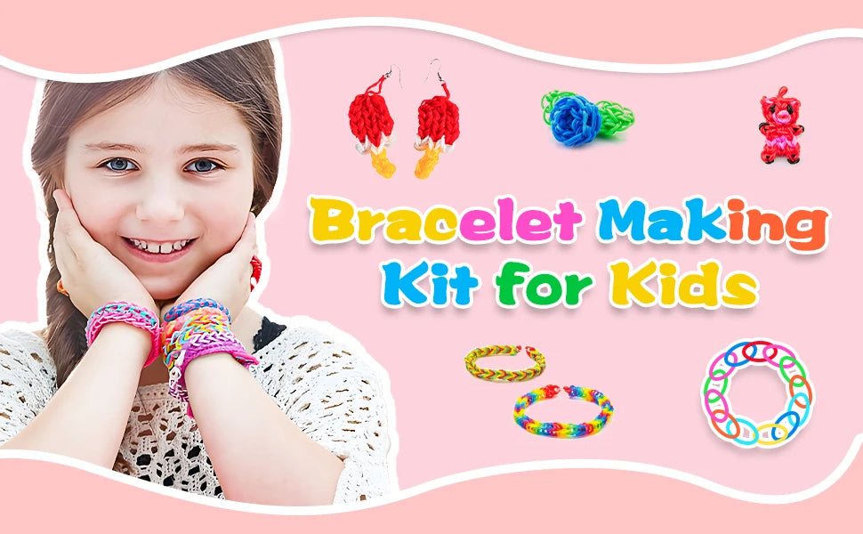 DIY Rubber Bands Loom Weaving Kit for Bracelets and Pendants, CE Certified, Age 14+