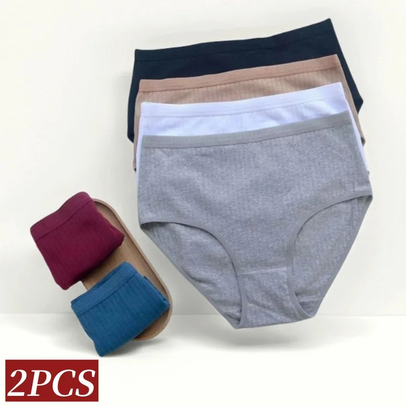CowLost | product_id-2-pack-women-s-plus-size-high-waist-cotton-briefs-m-xxl-breathable-panties |2