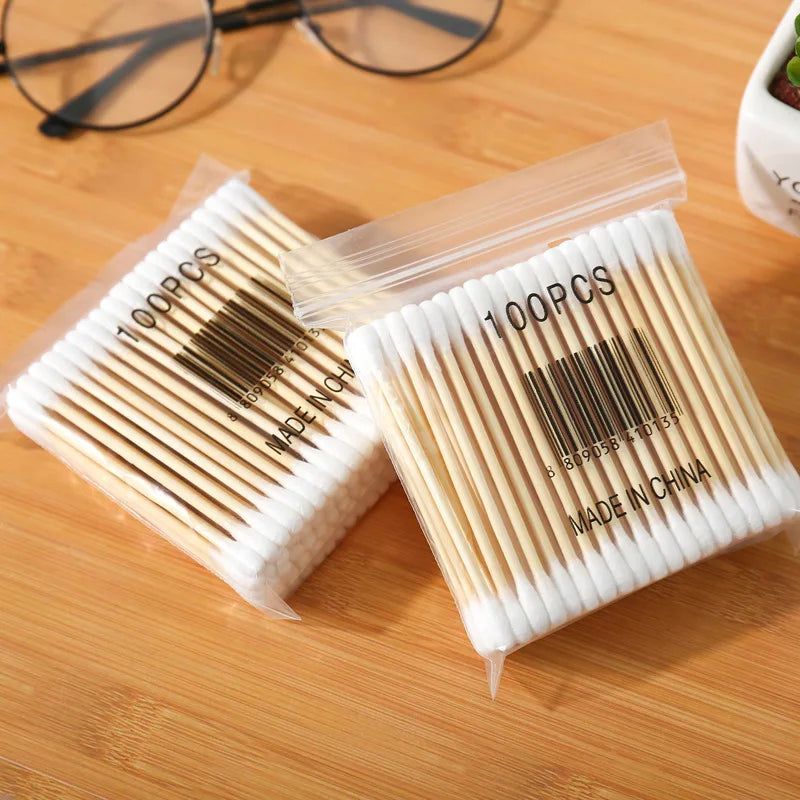 CowLost | double-head-wood-cotton-swab-women-makeup-lipstik-cotton-buds |12