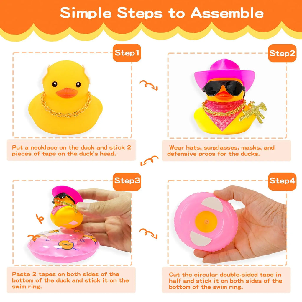CowLost | product_id-rubber-duck-car-dashboard-ornament-with-cowboy-hat-necklace |4