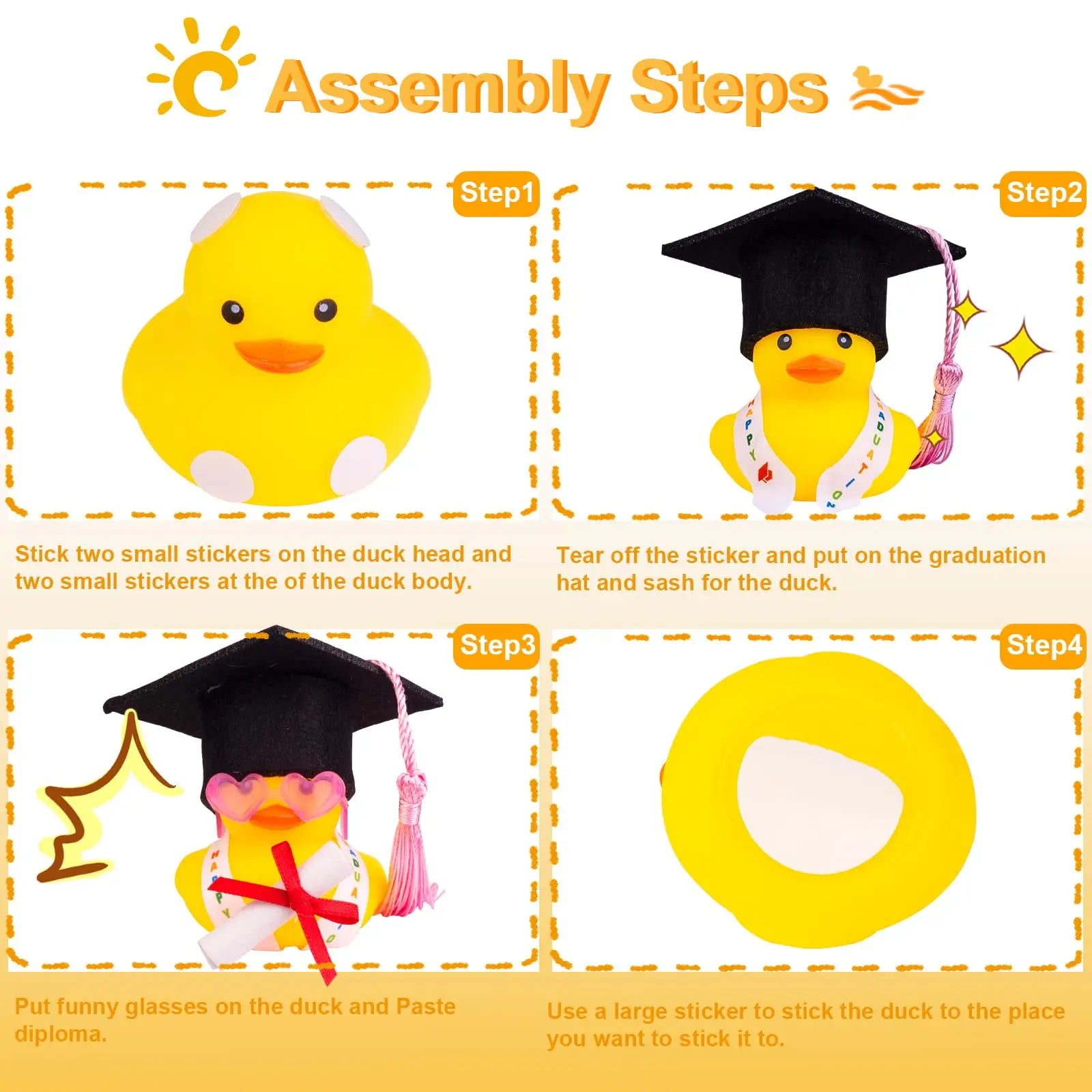 CowLost | product_id-graduation-rubber-duck-car-ornament-set-with-mini-hat-and-glasses |5