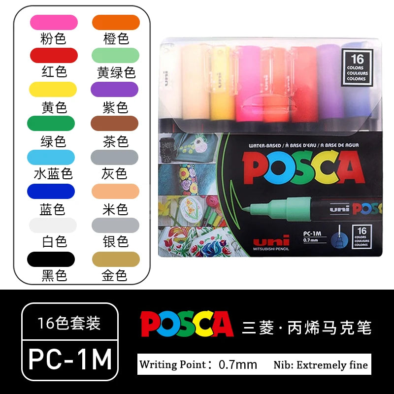 CowLost | product_id-uni-posca-paint-marker-pens-set-pc-1m-pc-3m-pc-5m-pc-8k-pc-17k-16-colors-art-markers-for-graffiti-drawing |45