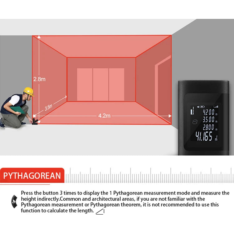 40M Rechargeable Handheld Infrared Laser Distance Meter Rangefinder for Decoration