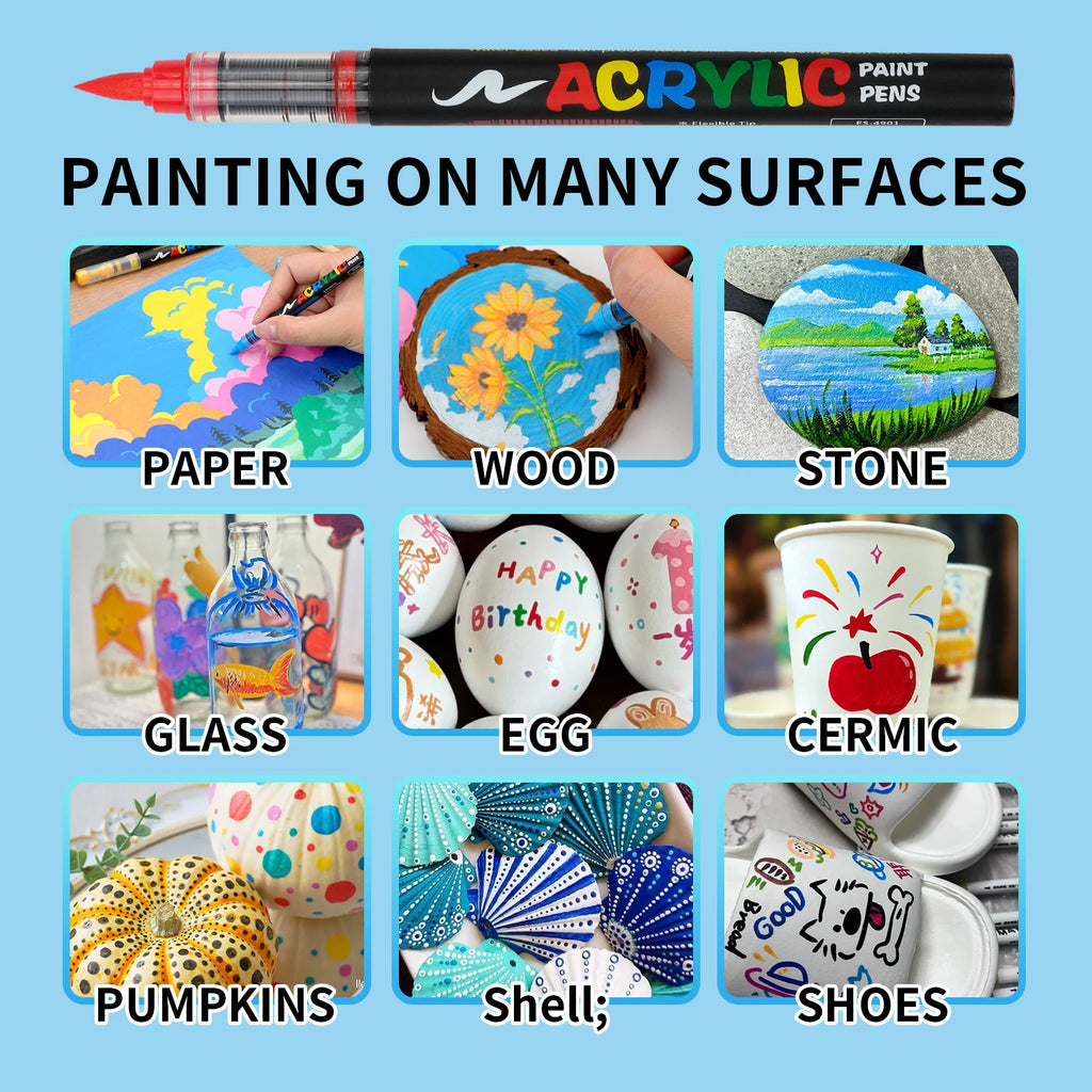 CowLost | markers-product_id-soft-brush-tip-acrylic-paint-pen-waterproof-high-saturation-automatic-ink-control-for-wood-metal-plastic-canvas-fabric |5