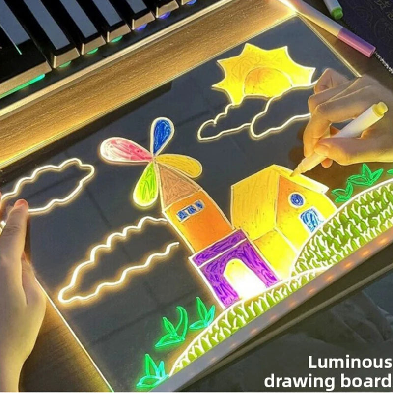 DIY LED Acrylic Drawing Board with Color Pens and Night Light