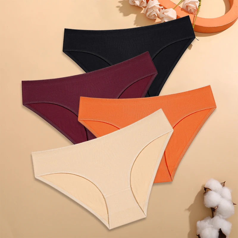 CowLost | activewear-pants-4pcs-womens-low-waist-cotton-seamless-stretchy-panties-set |19