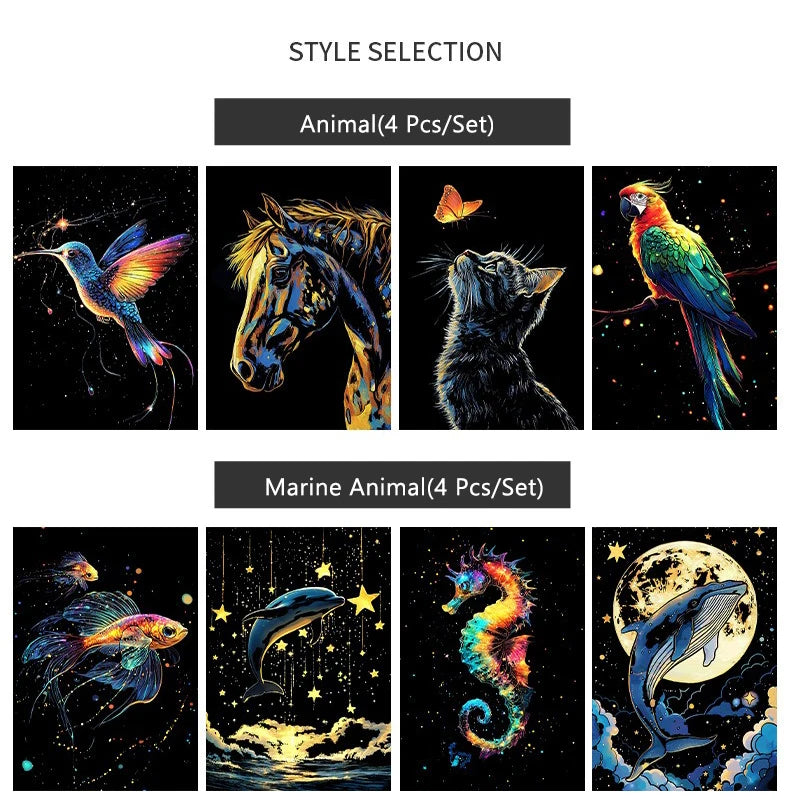CowLost | product_id-4-pcs-a5-noctilucent-diy-scratch-painting-set-castle-landscape-animal-night-scenes |23