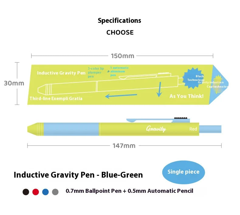 CowLost | product_id-black-technology-4-in-1-gravity-pen-with-metal-grip-multi-color-gel-ink-mechanical-pencil-for-school-and-office |18