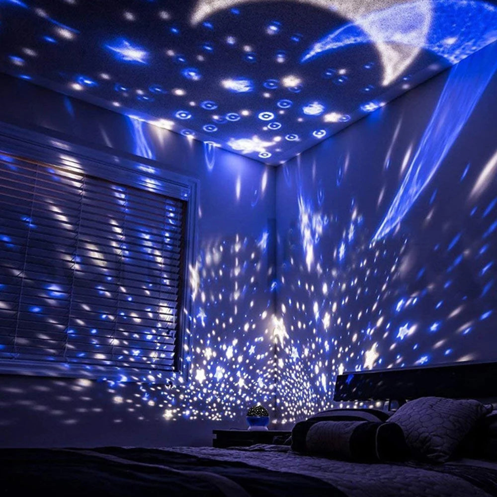 Starry Sky Night Lamp Projector Rotating Baby Nursery Moon Galaxy Table Light