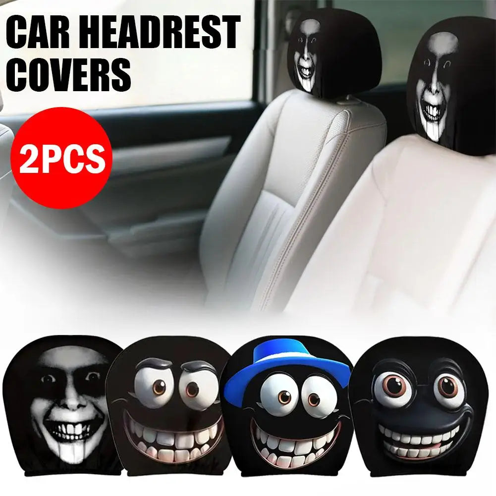 CowLost | car-seat-covers-product_id-2pcs-smiley-face-car-pillowcases-soft-washable-headrest-cushion-covers-polyester |6