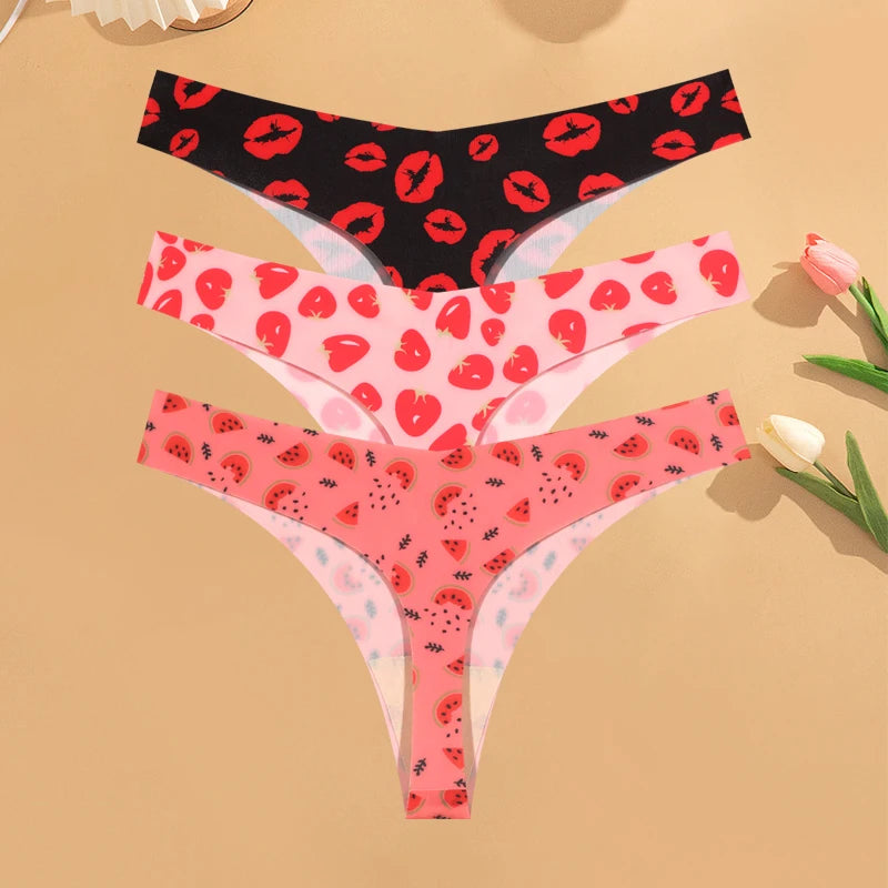 CowLost | activewear-pants-3pcs-womens-ice-silk-seamless-low-waist-leopard-thongs |32
