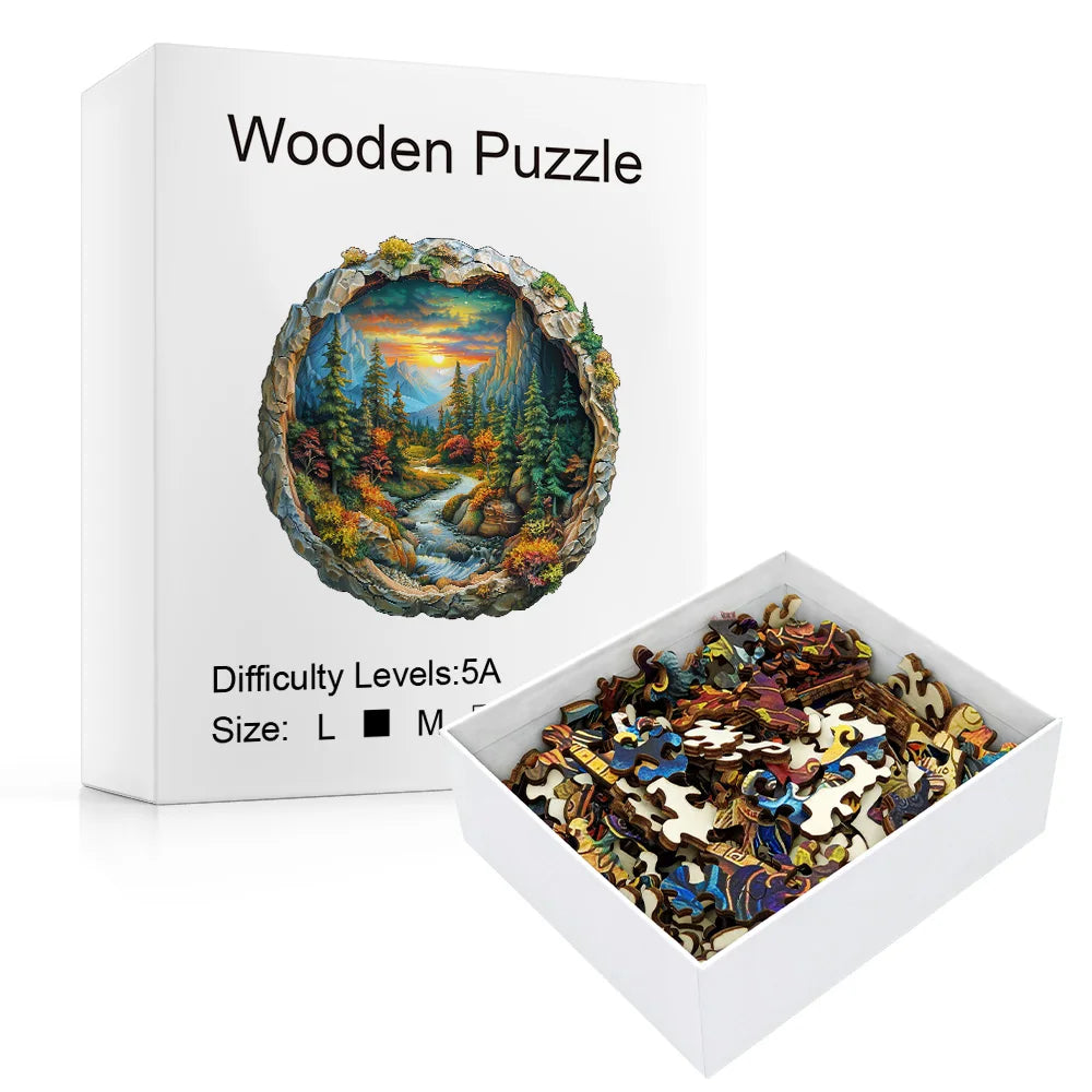 CowLost | product_id-challenging-forest-animal-wooden-puzzle-with-mountain-waterfall-scenes-small-and-large-sizes |2