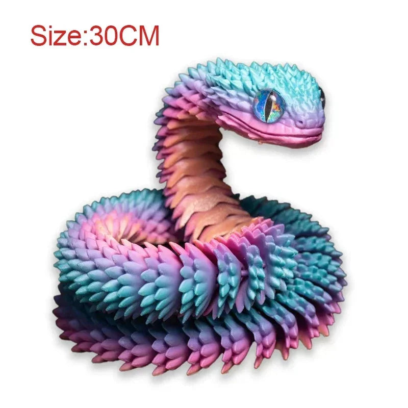 30cm 3D Printed Movable Joint Snake Model Toy for Office Decoration and Kids Gift