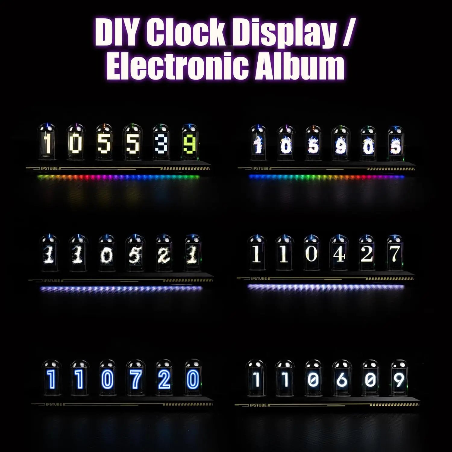 Mexllex Nixie Tube RGB Retro Digital Clock with Wi-Fi, APP Control, IPS Glow, Weather Mode