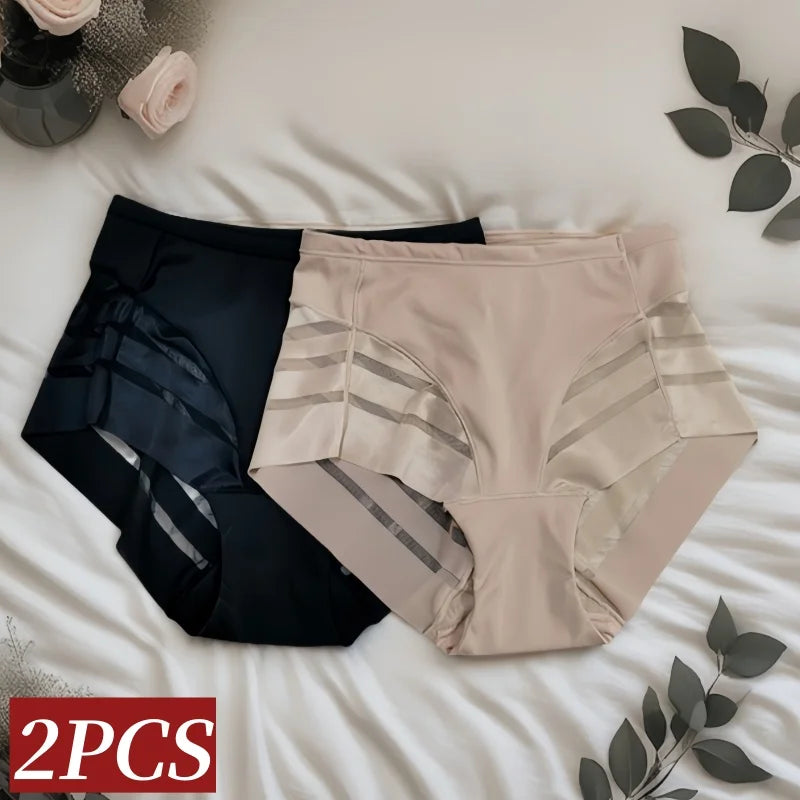 CowLost | product_id-2pcs-womens-mid-waist-ice-silk-tummy-control-butt-lifter-shaping-briefs-m-3xl |2