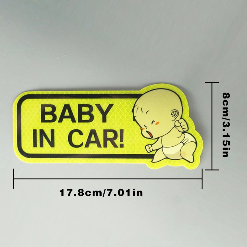 CowLost | 1pc-car-bumper-reflective-safety-strip-stickers-baby-in-car-pattern-car-reflective-sticker-reflective-warning-safety-tape |2