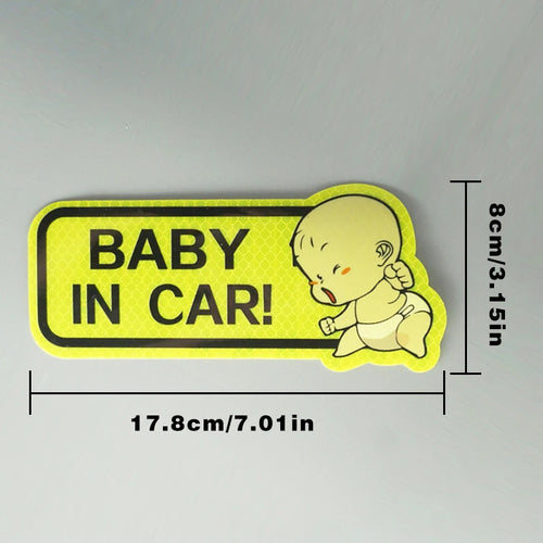 CowLost | 1pc-car-bumper-reflective-safety-strip-stickers-baby-in-car-pattern-car-reflective-sticker-reflective-warning-safety-tape |2