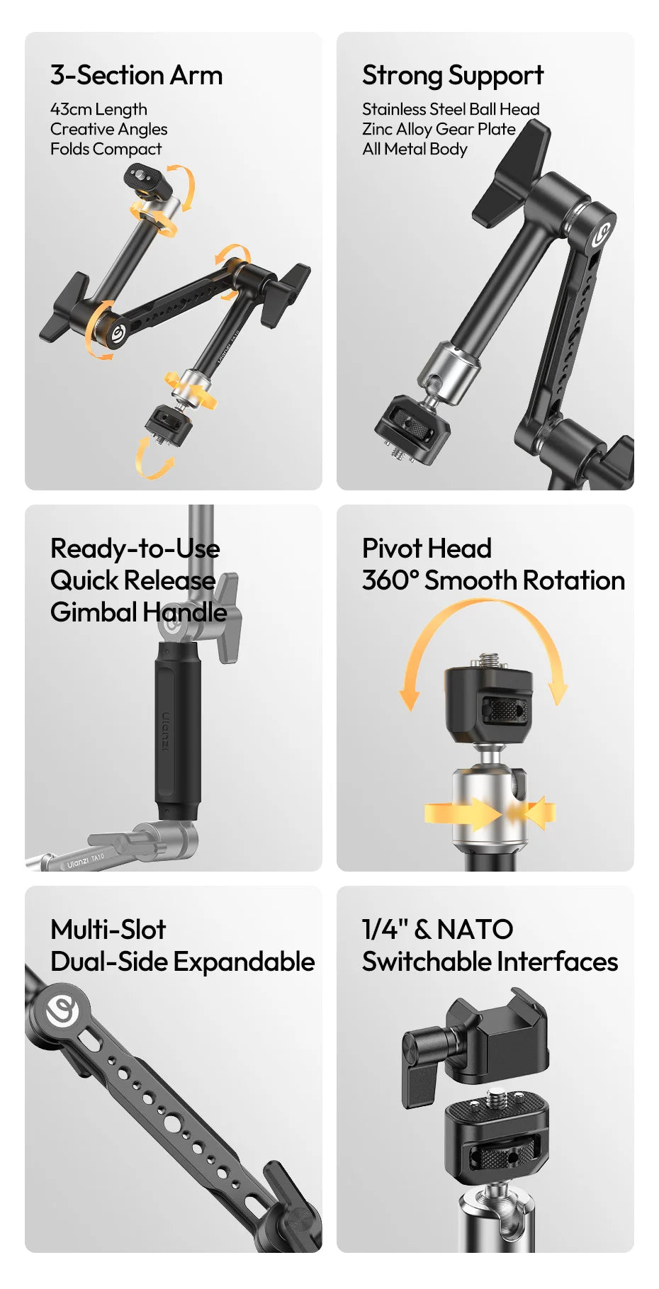 CowLost | ulanzi-ta10-3-section-articulating-arm-magic-arm-for-camera |8