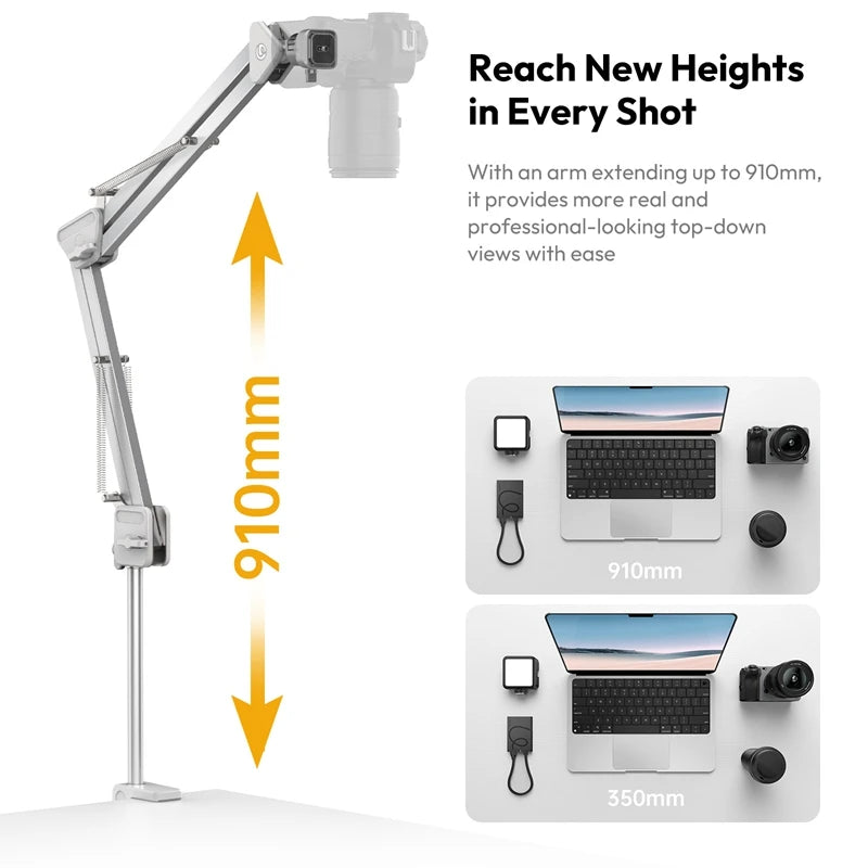 CowLost | ulanzi-th04-overhead-camera-mount-microphone-stand-detachable-c-clamp-2kg-load |3