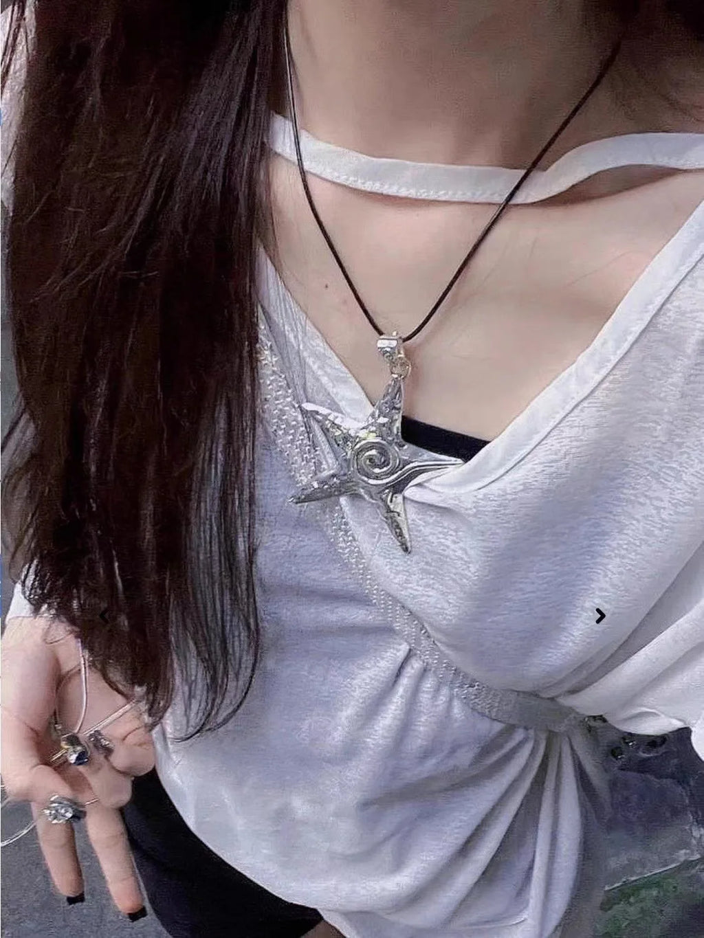 CowLost | exaggerated-metal-big-starfish-pendant-necklace-for-women |5