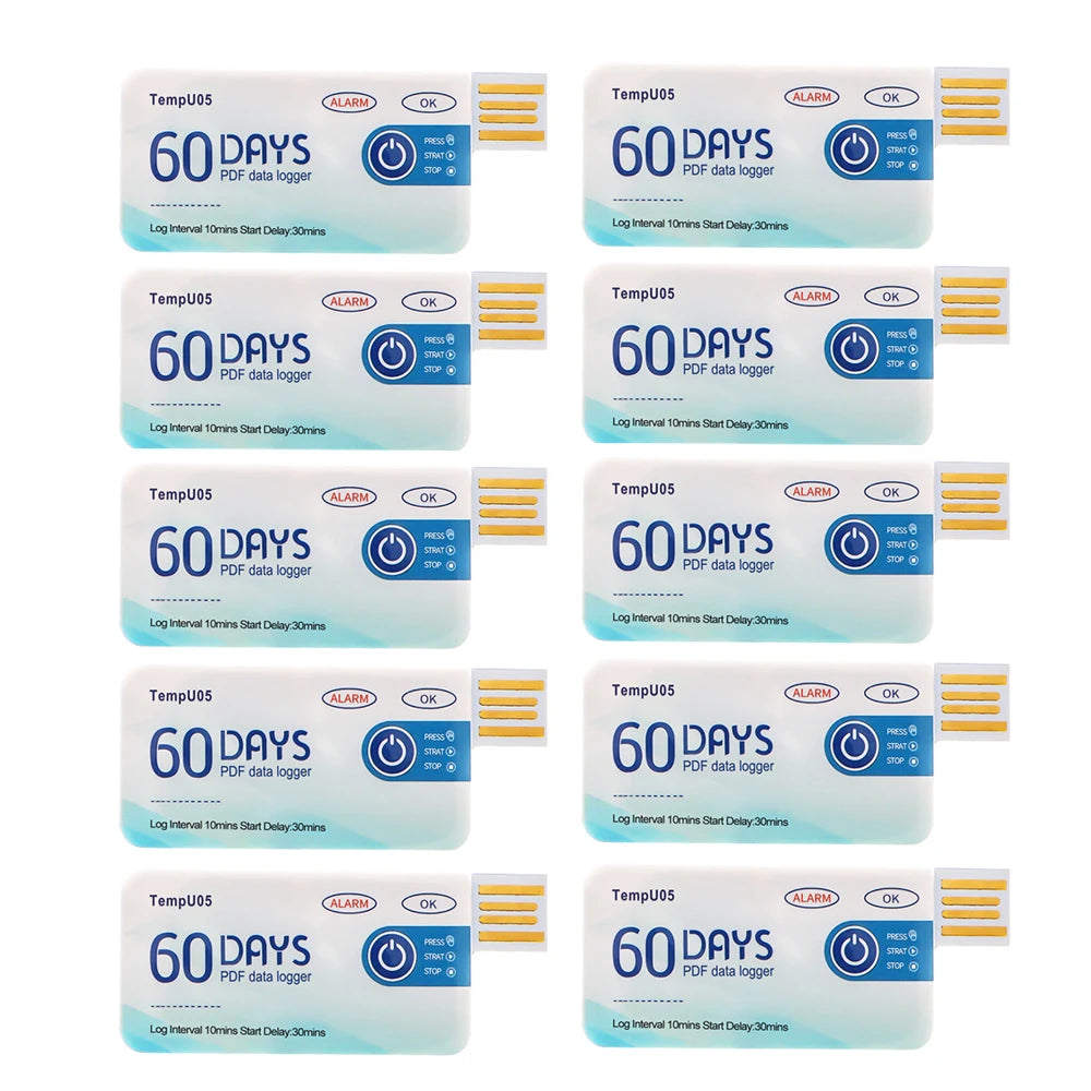 10PCS USB TempU05 Temperature Logger 60/90 Days Disposable PDF Report Cold-Chain Monitor