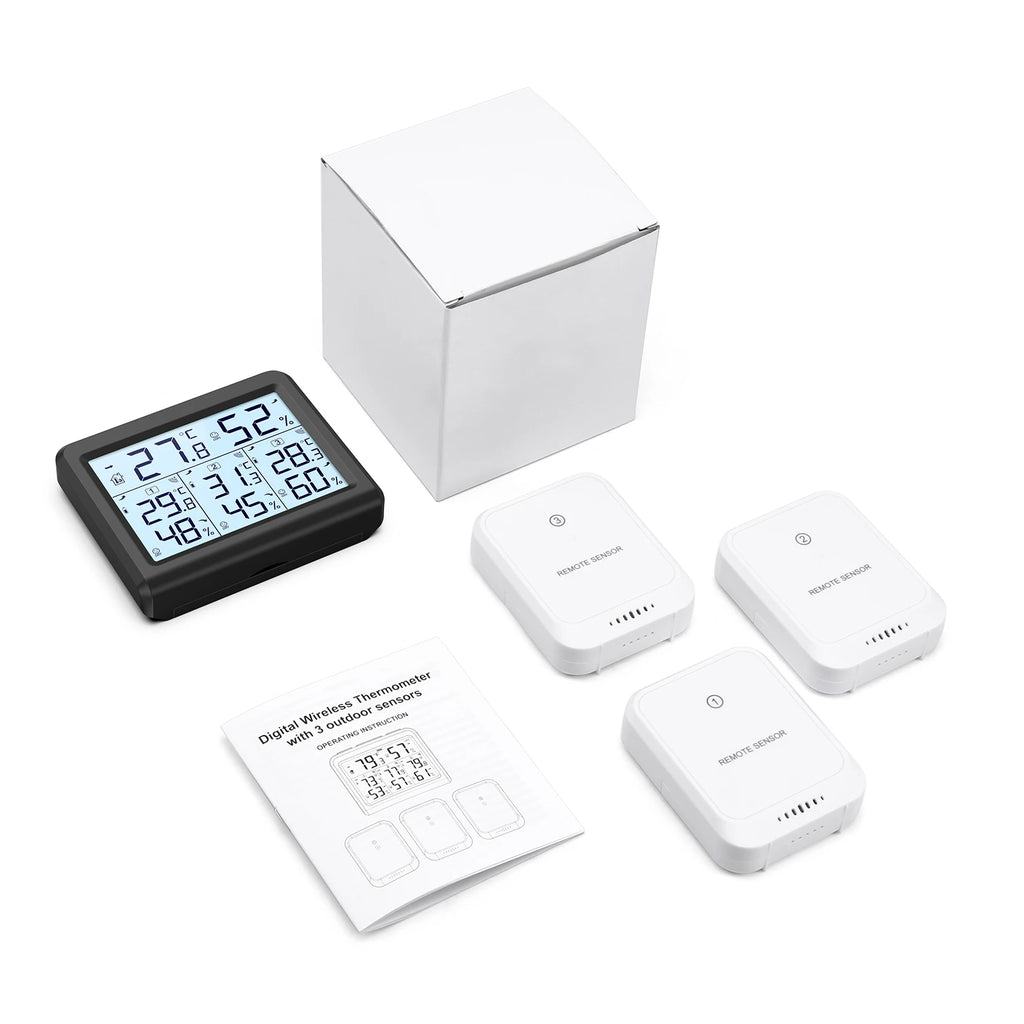 ORIA Wireless Indoor Digital Thermometer Hygrometer with 3 Sensors for Home and Office