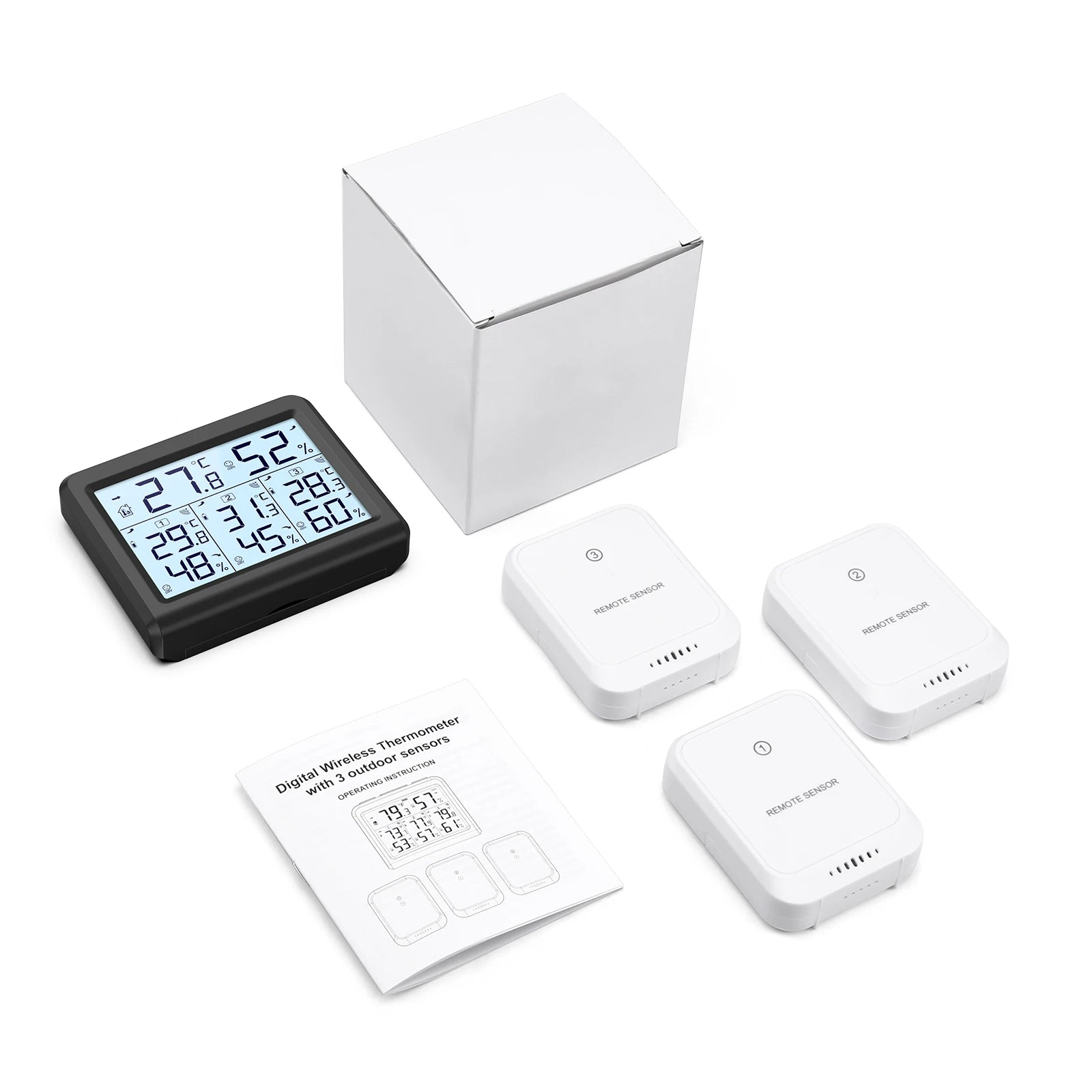 ORIA Wireless Indoor Digital Thermometer Hygrometer with 3 Sensors for Home and Office