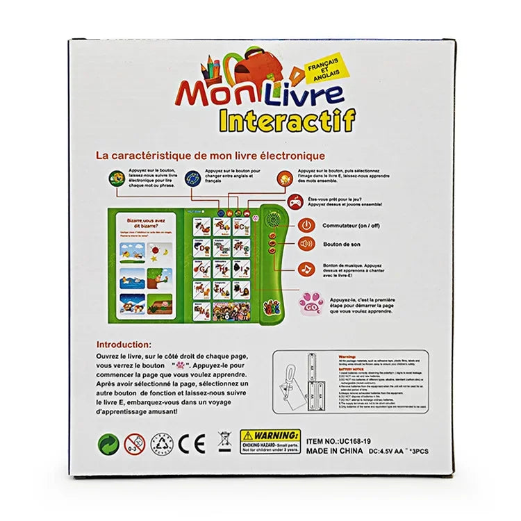 French-English Bilingual Children's Voice Reading Book Early Learning Toy