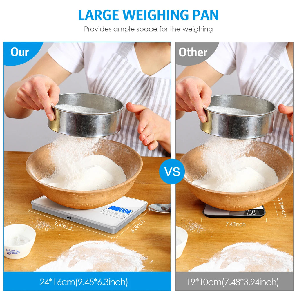 Digital Kitchen Scale 15kg/1g Rechargeable Electronic Food Scale with LCD Display