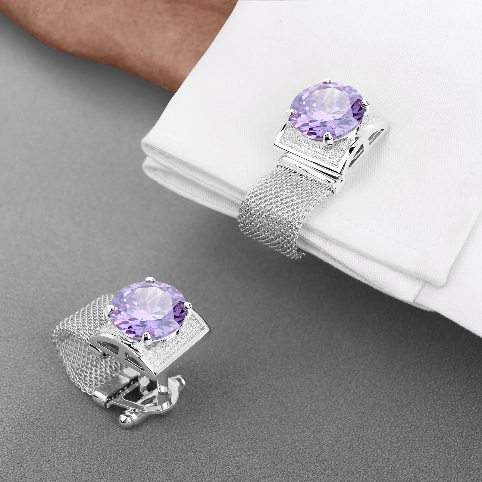 CowLost | clothing-accessories-hawson-mens-silver-birthstone-crystal-cufflinks-luxury |44