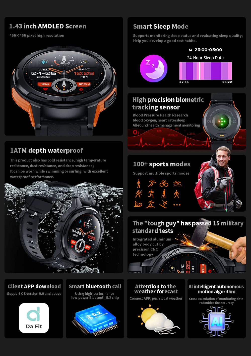 CowLost | oukitel-smartwatch-bt10-watch-1-43-amoled-display-410mah |10