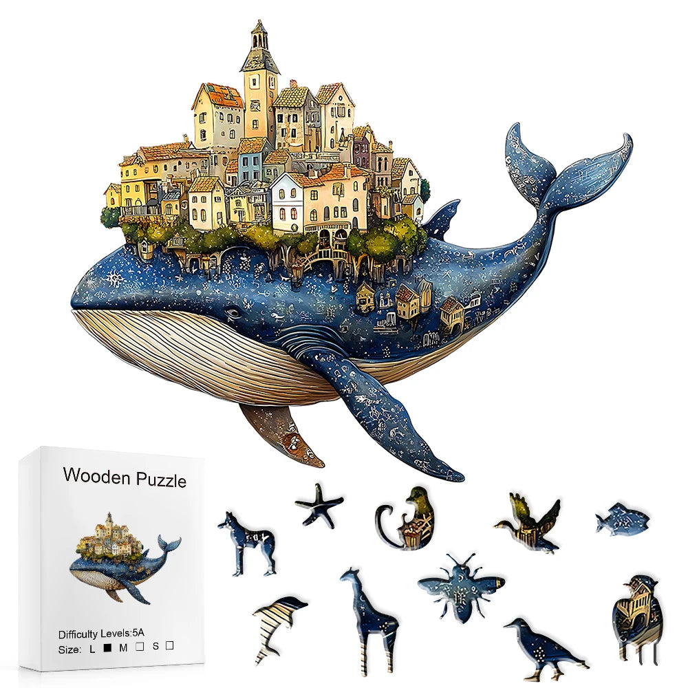 CowLost | product_id-artisan-whale-castle-wooden-jigsaw-puzzle-handcrafted-animal-village-intermediate-portable-marine-wall-art-game |1