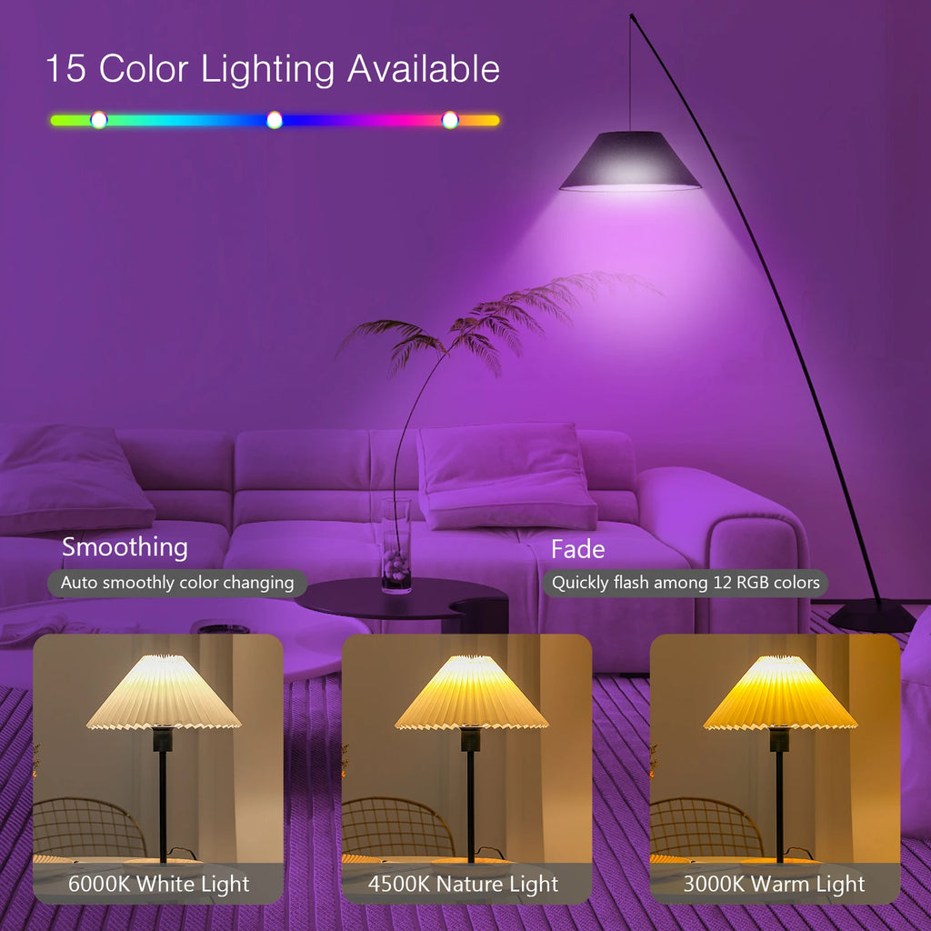 ORIA Rechargeable E26/E27 LED Bulb with Remote, 3 Color Temperatures & RGB for Bedroom/Living Room