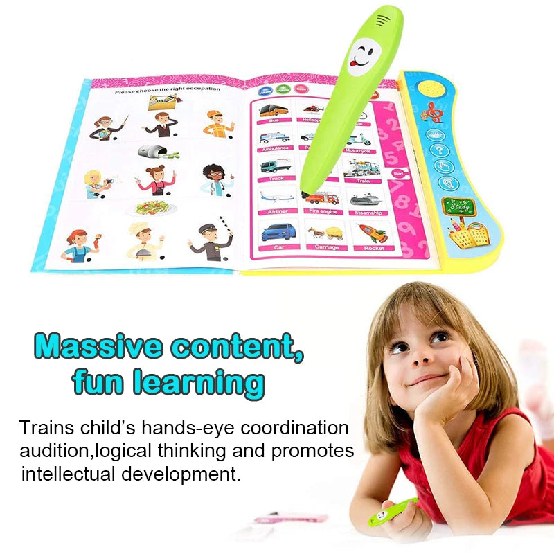 Children's Electronic Learning Book with Smart Pen Intercom for Ages 3-6