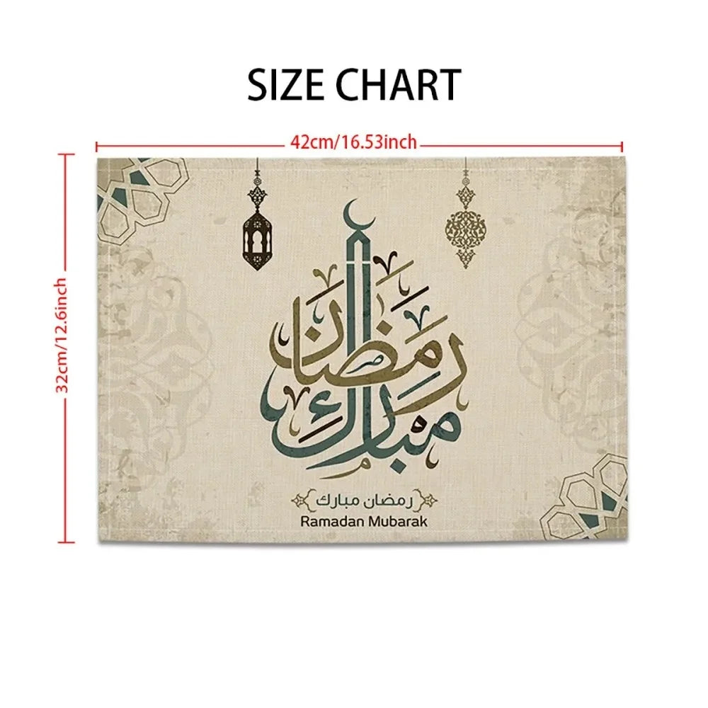 CowLost | 42x32cm-ramadan-linen-placemat-eid-mubarak-table-ornaments |6
