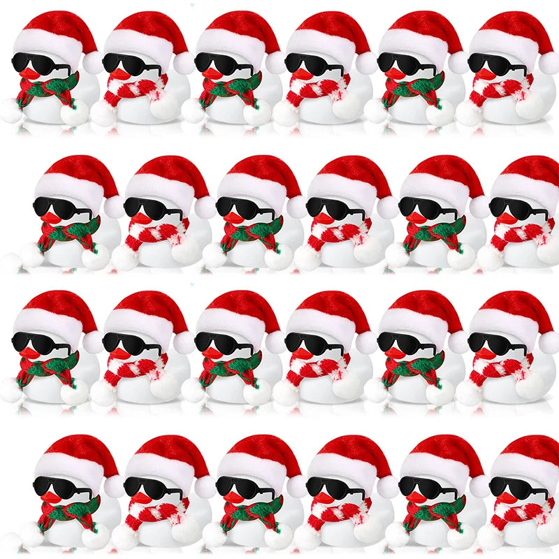 CowLost | product_id-christmas-mini-rubber-duck-set-6-12-24-with-sunglasses-scarf-hats-adhesive-dots-bath-toy |1