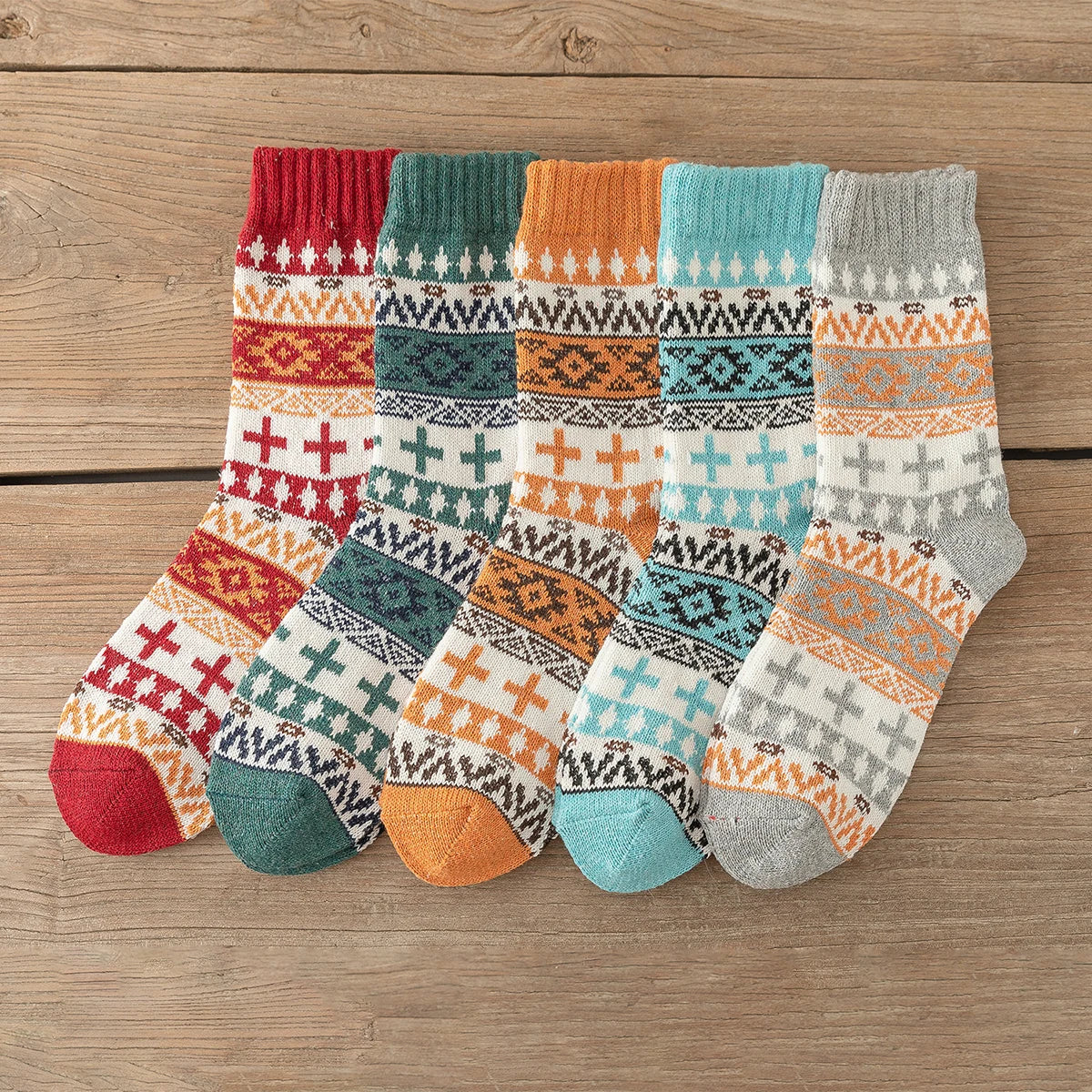 CowLost | sporting-goods-5-pairs-thick-warm-winter-socks-for-men-women-retro-style |20