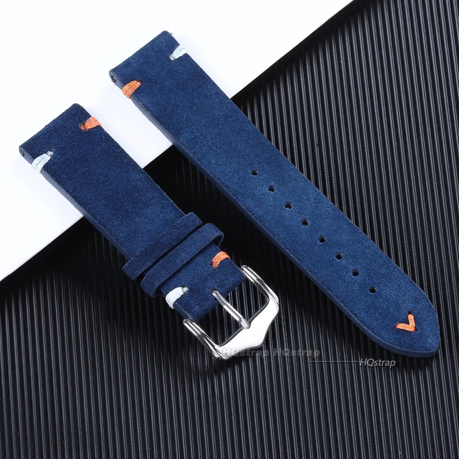 CowLost | product_id-18-20-22mm-vintage-blue-brown-suede-leather-watch-strap-replacement-band |11