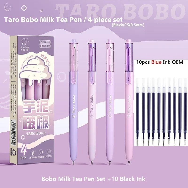 CowLost | product_id-4pcs-milk-tea-gel-pens-set-assorted-retractable-0-5mm-rollerball-for-fast-dry-note-taking-exams |26