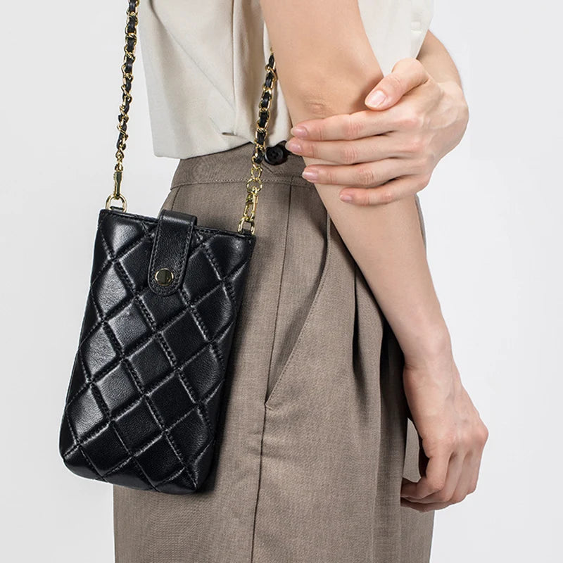 CowLost | uncategorized-genuine-sheepskin-leather-women-crossbody-bag-with-chain-strap |1