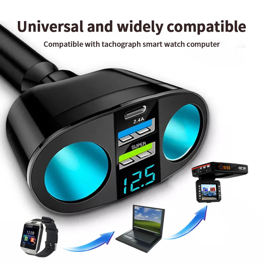 CowLost | product_id-120w-qc3-0-dual-usb-car-charger-fast-charging-adapter-12v-24v |3